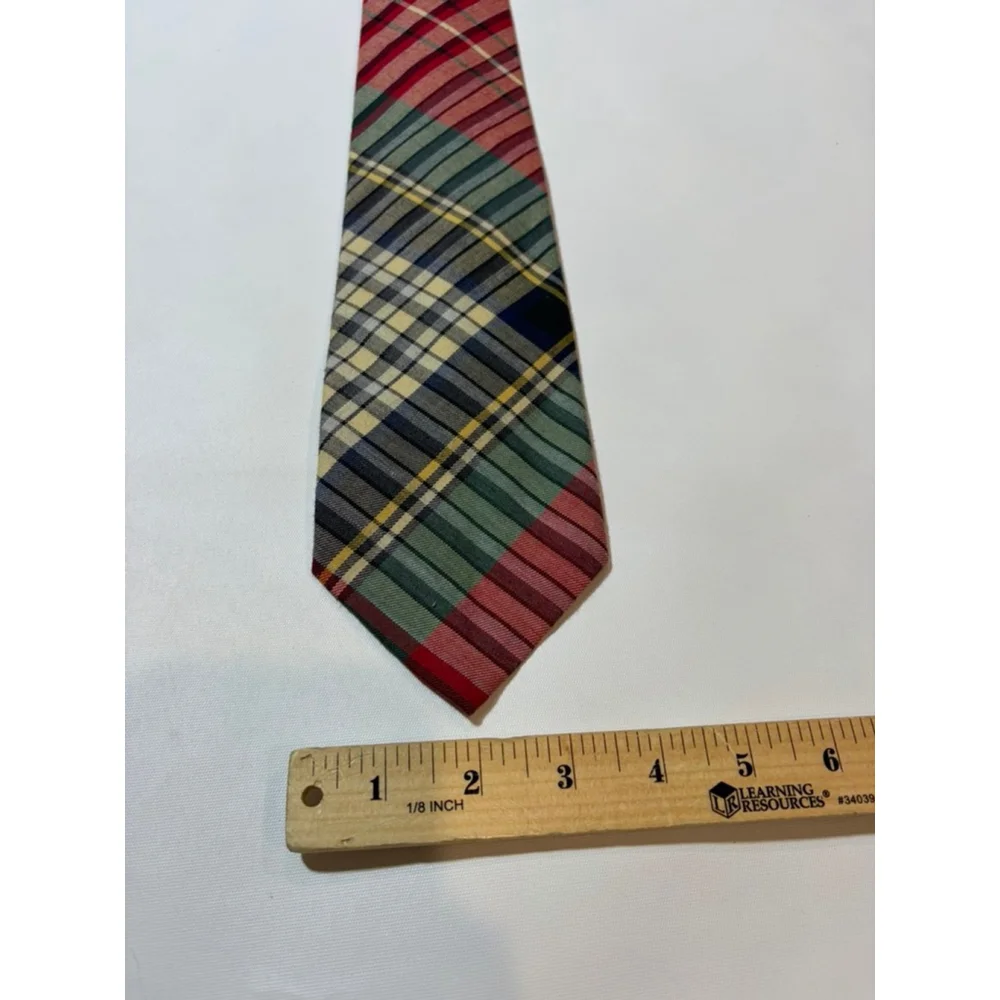 Polo Ralph Lauren Patchwork Plaid Tie USA Silk Tartan Ivy Preppy Vintage